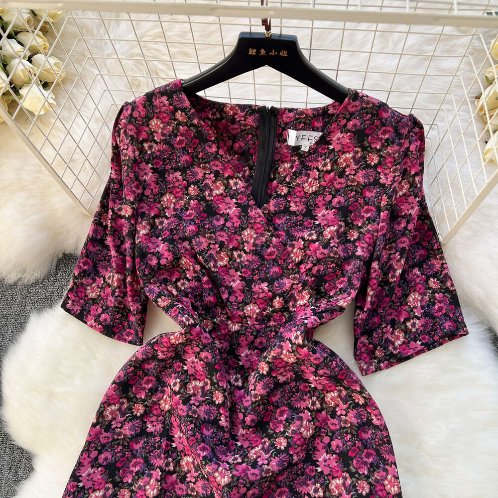 French floral platycodon skirt design with ruffled edges slim fit short style elegant dress new womens spring dress