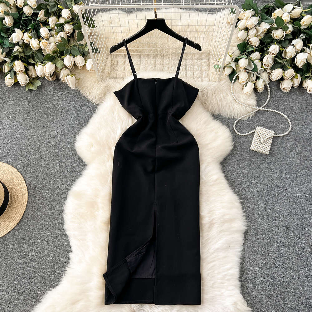 Sexy Heavy Industry Diamond Embedding Bra and Strap Dress for Women Small and Luxury Slim Fit Slimming and Hip Covering Style French Dress