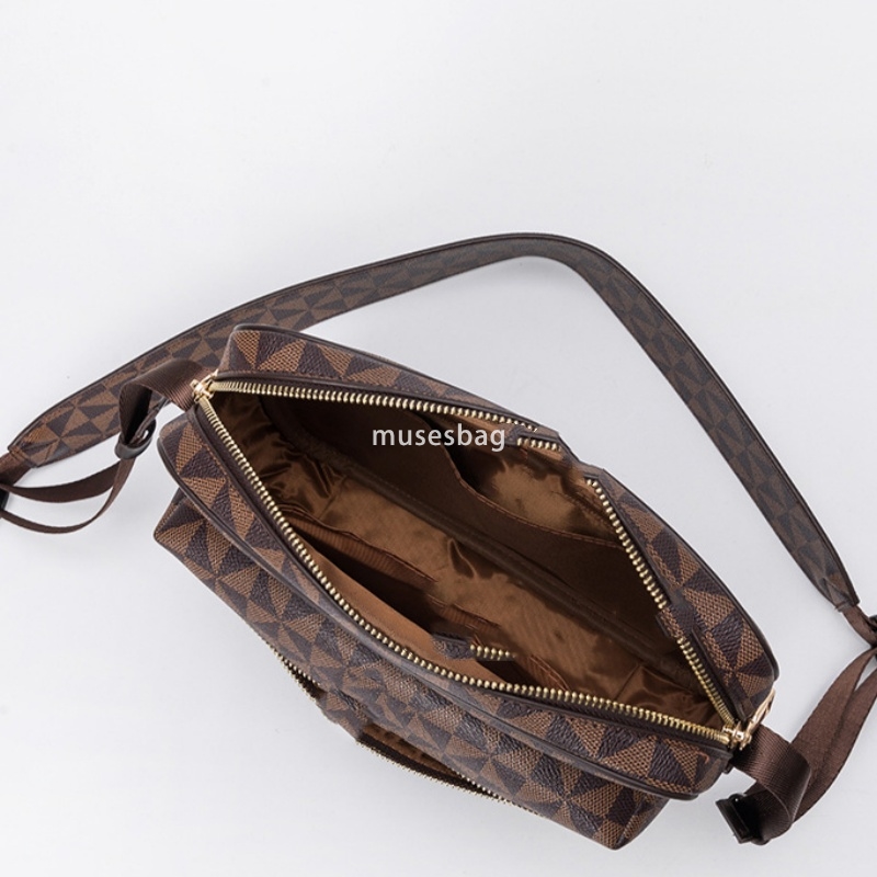 Fashionable New Trendy Men's Bag Versatile Checkered Print Small Square Bag Retro Business Commuter One Shoulder Crossbody Bag