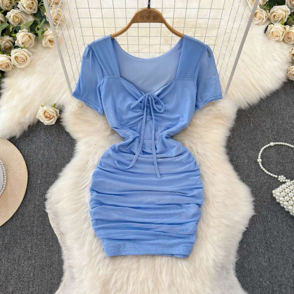 Fashionable French Style Tight Wrapped Hip Skirt 2024 Summer New Slim Fit and Slimming Spicy Girl A-line Dress