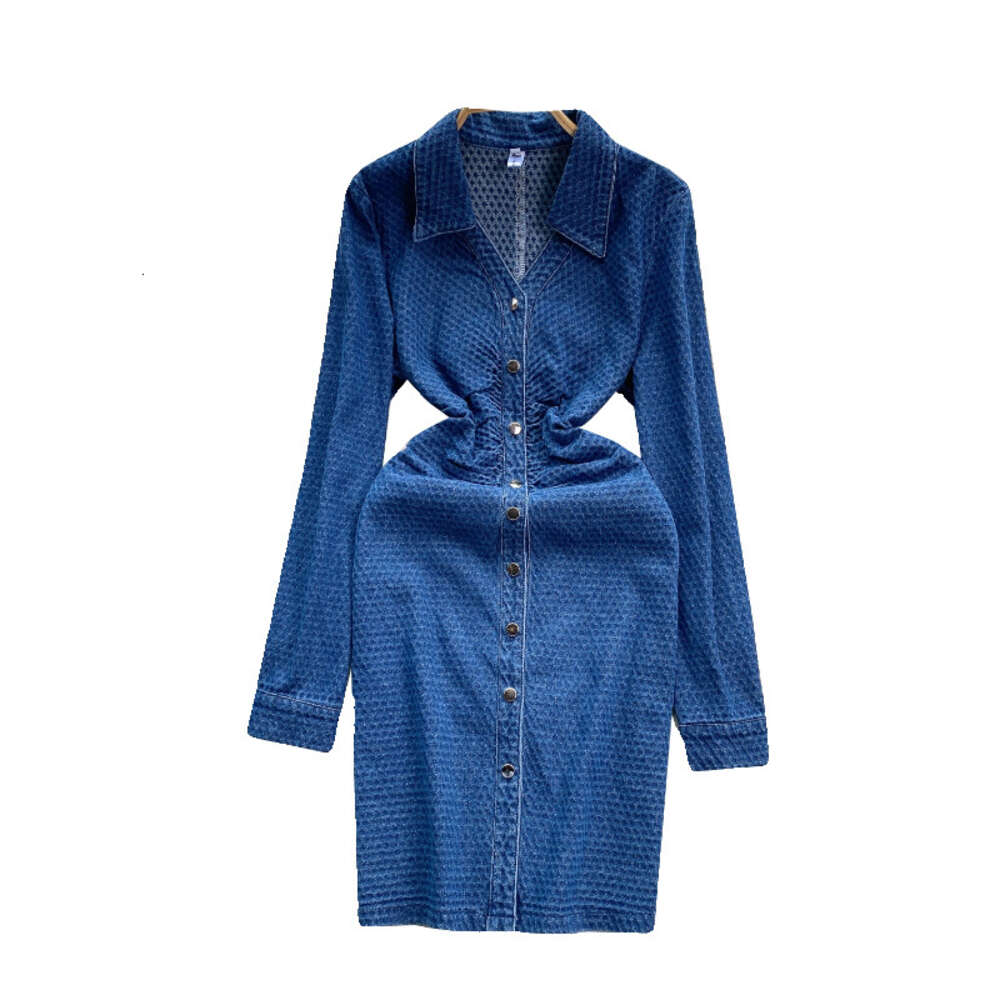 Korean version of womens clothing 2024 new spring style heart machine pleats waist reduction slimming effect mid length style elegant dress denim skir