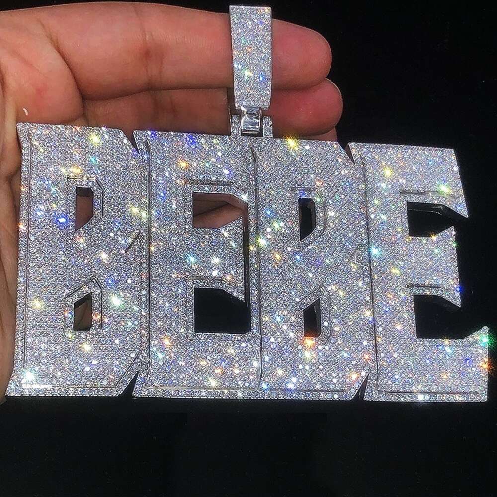 Hip Hop Jewelry Moissanite Pendant Custom 925 Sterling Silver Name Letter Vvs Iced Out Big Pendant For MAN Necklace