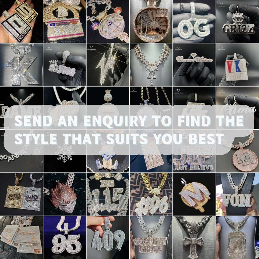 Fine Jewelry Name initial Pendant Custom Iced Out Hip Hop Pendant With 925 Silver Gold Plated Vvs Moissanite Pendant