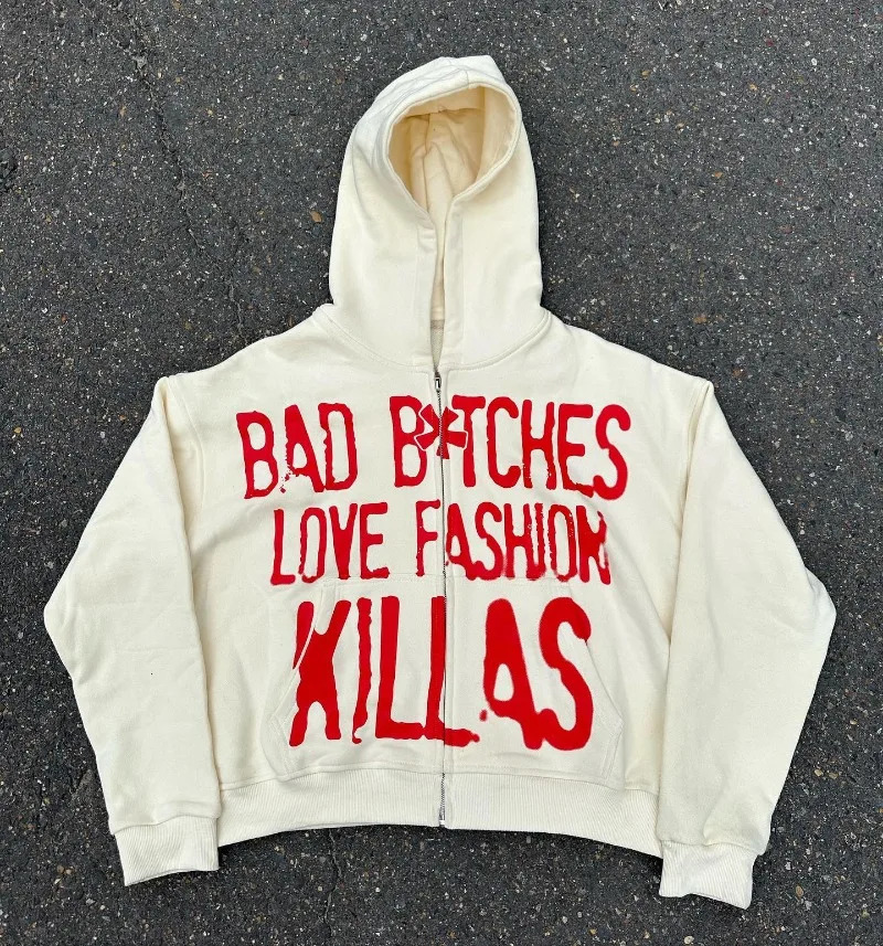 y2k Streetwear Goth Letter Print Oversized Hoodie Women Fashion Casual Loose Harajuku Versatile Zipper Sweatshirt Top 240521