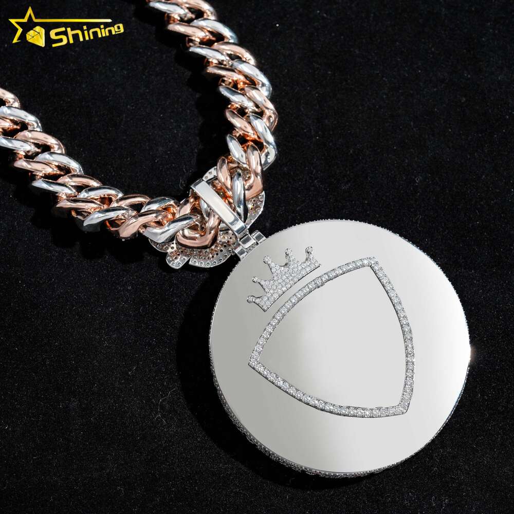 Trendy Moissanite Jewelry 925 Sterling Silver Custom Iced Out Cuban Chain Hip Hop Pendant Necklace Moissanite Pendant