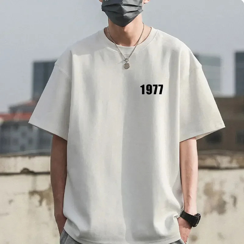 1977 Men Tshirts 100%Cotton Retro Streetwear Short Sleeve Tees 260g High Quality T-shirt NO. Printed Women Tshirts 240530