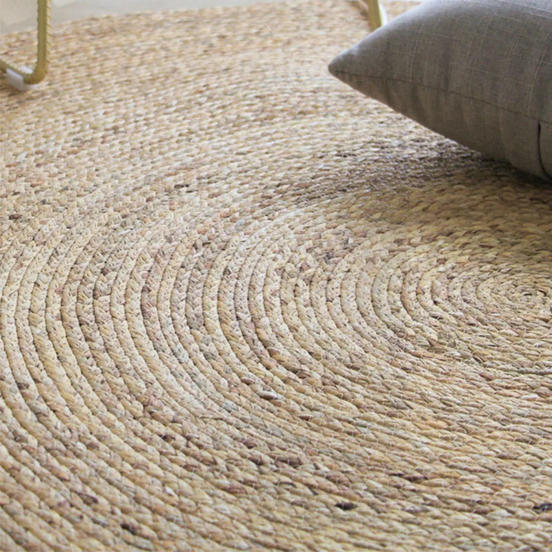Japan Style Rattan Round Carpets For Living Room Bedroom Kitchen Decor Straw Plants Fiber Mat Rugs Hand Woven Anti-slip Mats 0603 H260226
