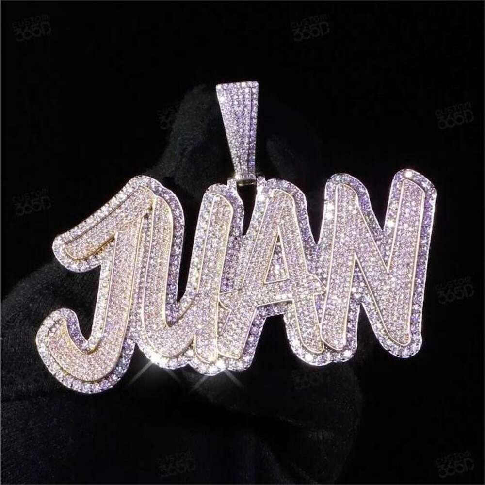Factory Customized Pendant Iced Out Jewelry Vvs Moissanite Diamonds Cuban Chain 3d Custom Name Hip Hop Letter Pendant