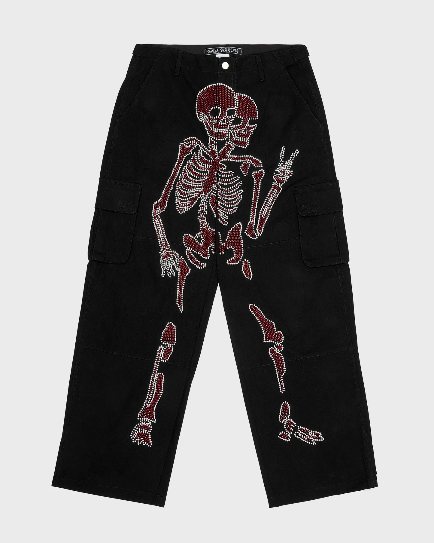 Streetwear Jeans Y2k Sweatpants Rhinestone Skull Gothic Joggers Black Pants Womens Baggy Jeans Womens High Waist Hip Hop Pants 240527