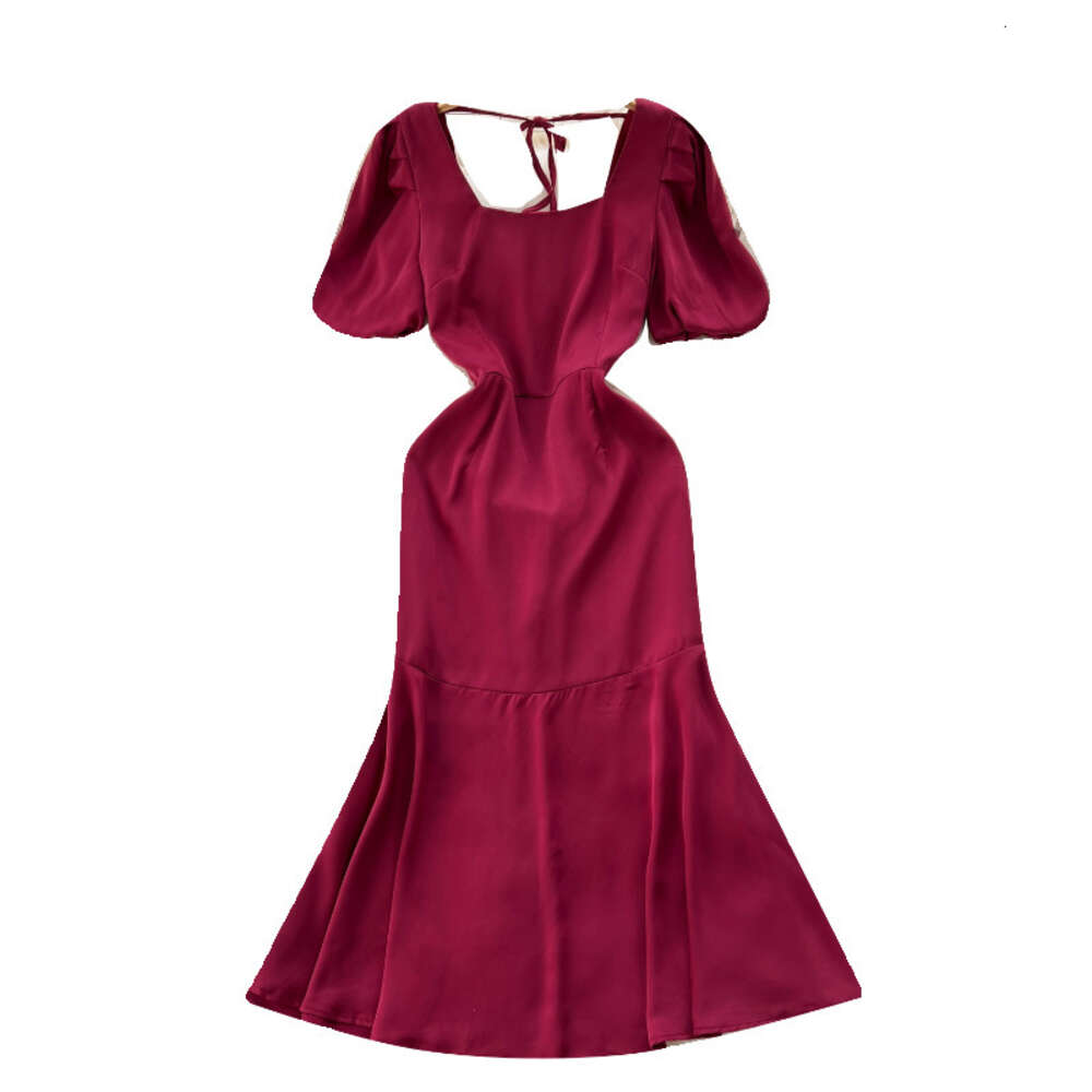French style elegant dress for women with reduced age bubble sleeves slim fit medium length gentle style fishtail skirt formal dress skirt