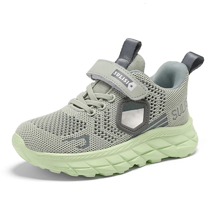 Summer Single Mesh Hollow Boys Sports Shoes for Middle and Large Children Breathable Lightweight Running Shoes Anti-Slip 240528