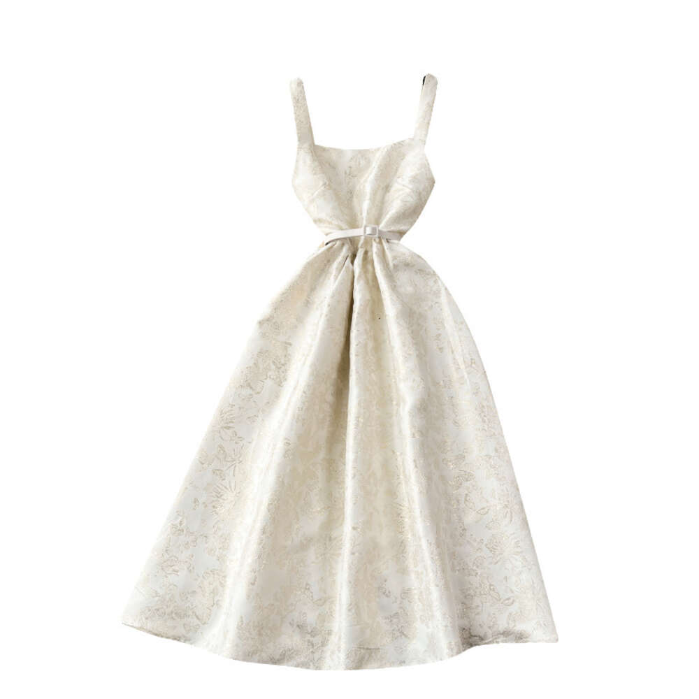 High end exquisite dress for women in court style French jacquard large swing skirt socialite temperament waist up vest dress