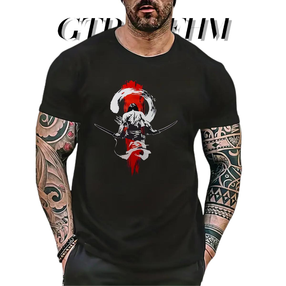Loose Fit T Shirt For Man Casual Beach Crew Neck Cotton Breathable Men Tees DIY Anime Print Tops