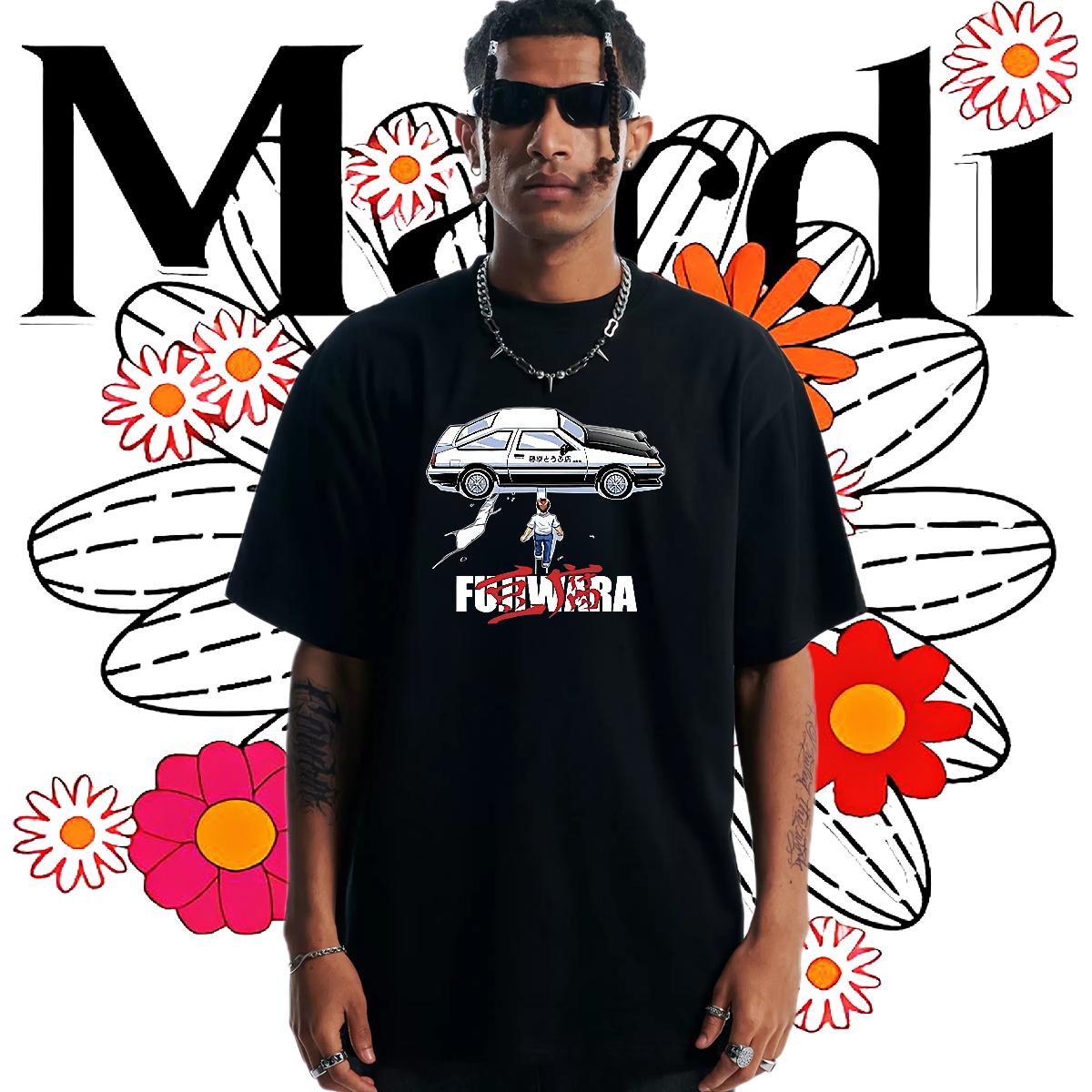DIY Customized Men T Shirts Cartoon Print Men Tops Tees Hip Hop Cotton Breathable Brand Tops Tees
