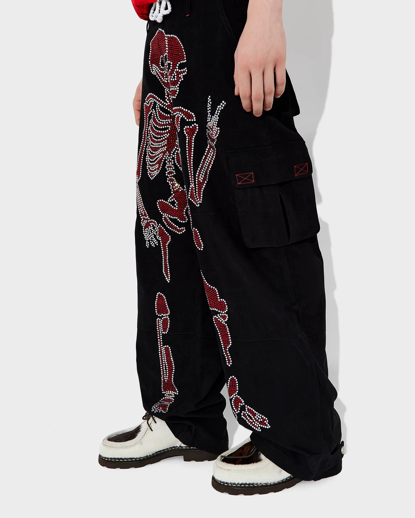 Streetwear Jeans Y2k Sweatpants Rhinestone Skull Gothic Joggers Black Pants Womens Baggy Jeans Womens High Waist Hip Hop Pants 240527
