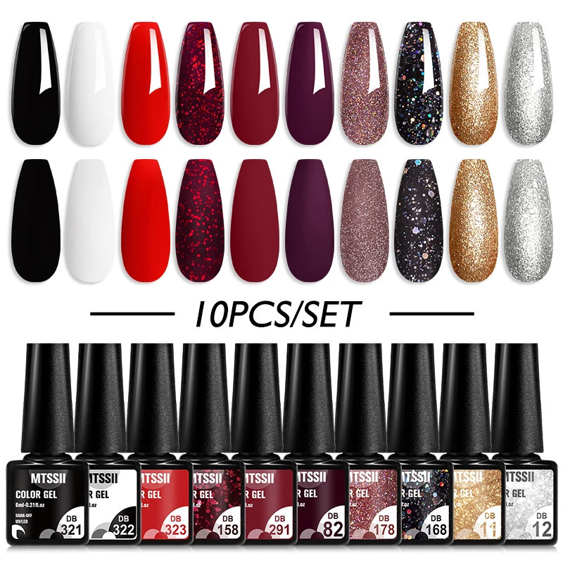 10PCS Nude Gel Nail Polish Set Pink Brown Winter Colors Glitter Semi anent All For Manicure Nails Art UV Gel Varnishes Kit 240603