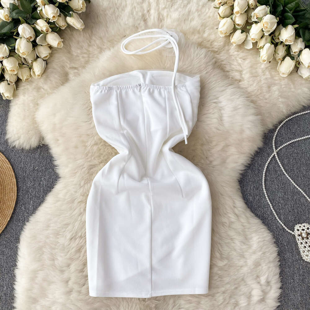 Asian Spicy Girls Style Bra Dress Womens Tight Mesh Design Sense Small and Unique Exquisite Beauty Pure Desire Hip Wrap Short Skirt