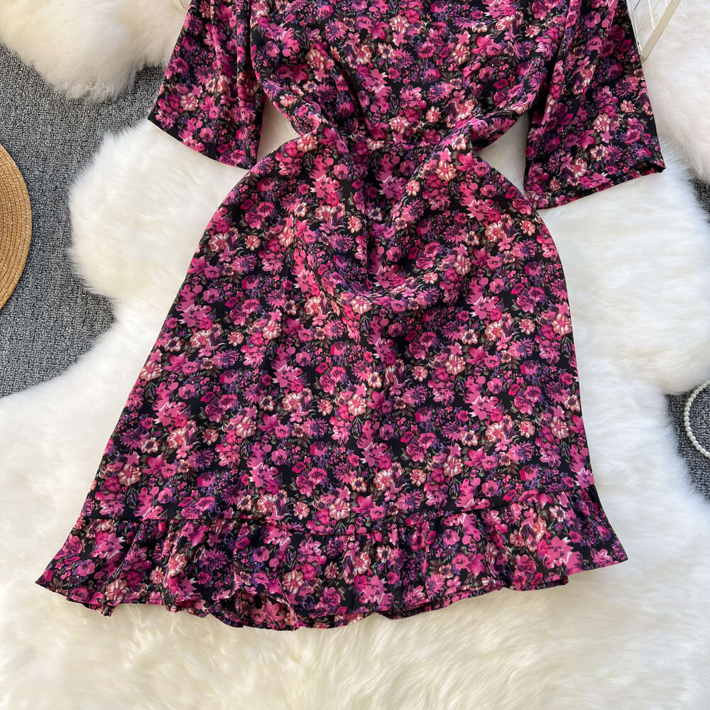 French floral platycodon skirt design with ruffled edges slim fit short style elegant dress new womens spring dress