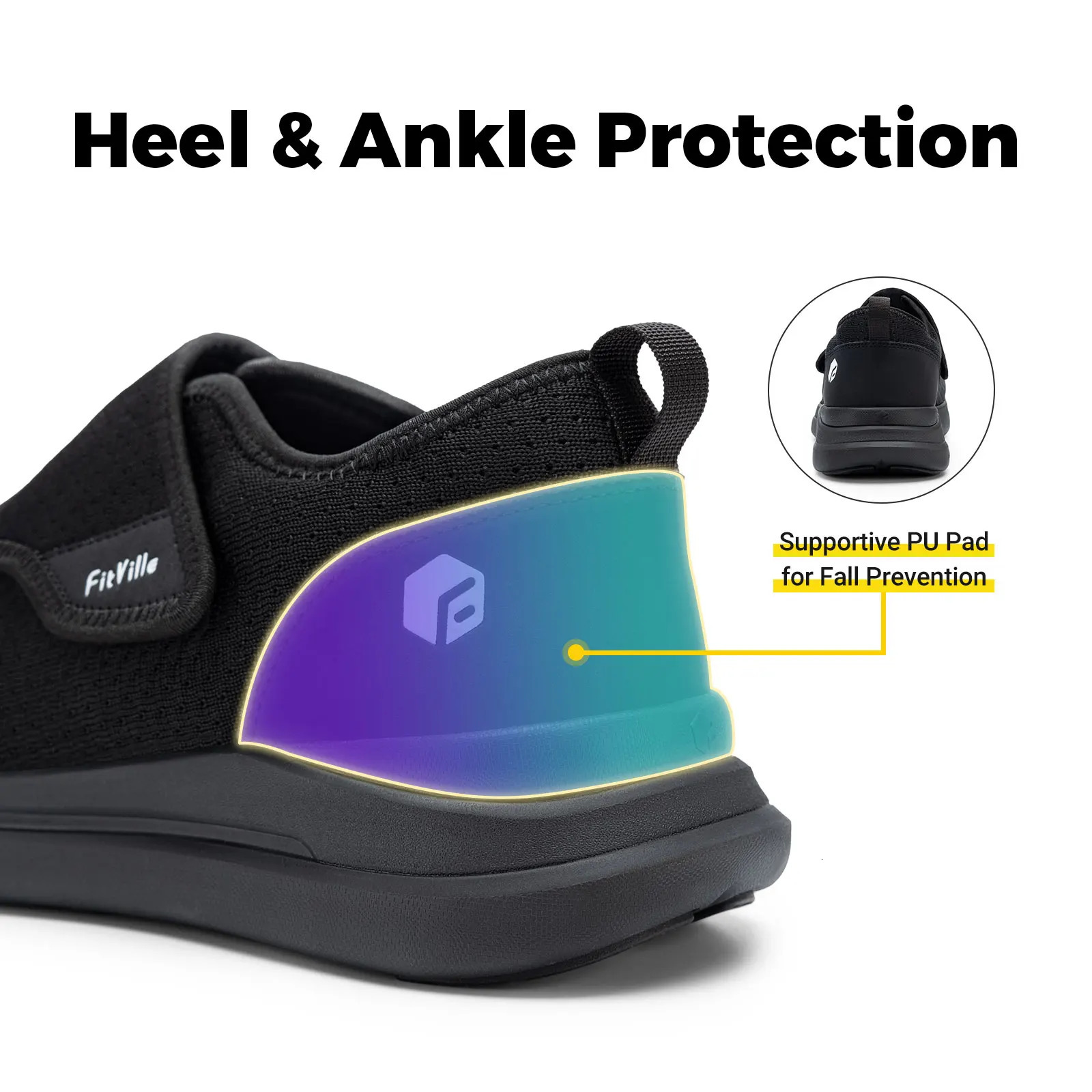 Fitville Womens Diabetic Shoes Wide Width Walking Shoes Casual Breathable for Swollen Feet Elderly Foot Pain Relief Neuropathy 240603