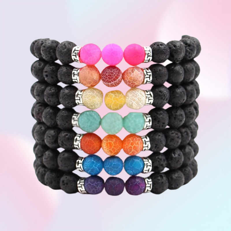 Natural Black Lava Agate Stone Chakra Bracelets Aromatherapy Essential Oil Diffuser Bracelet For Women Men jewelry