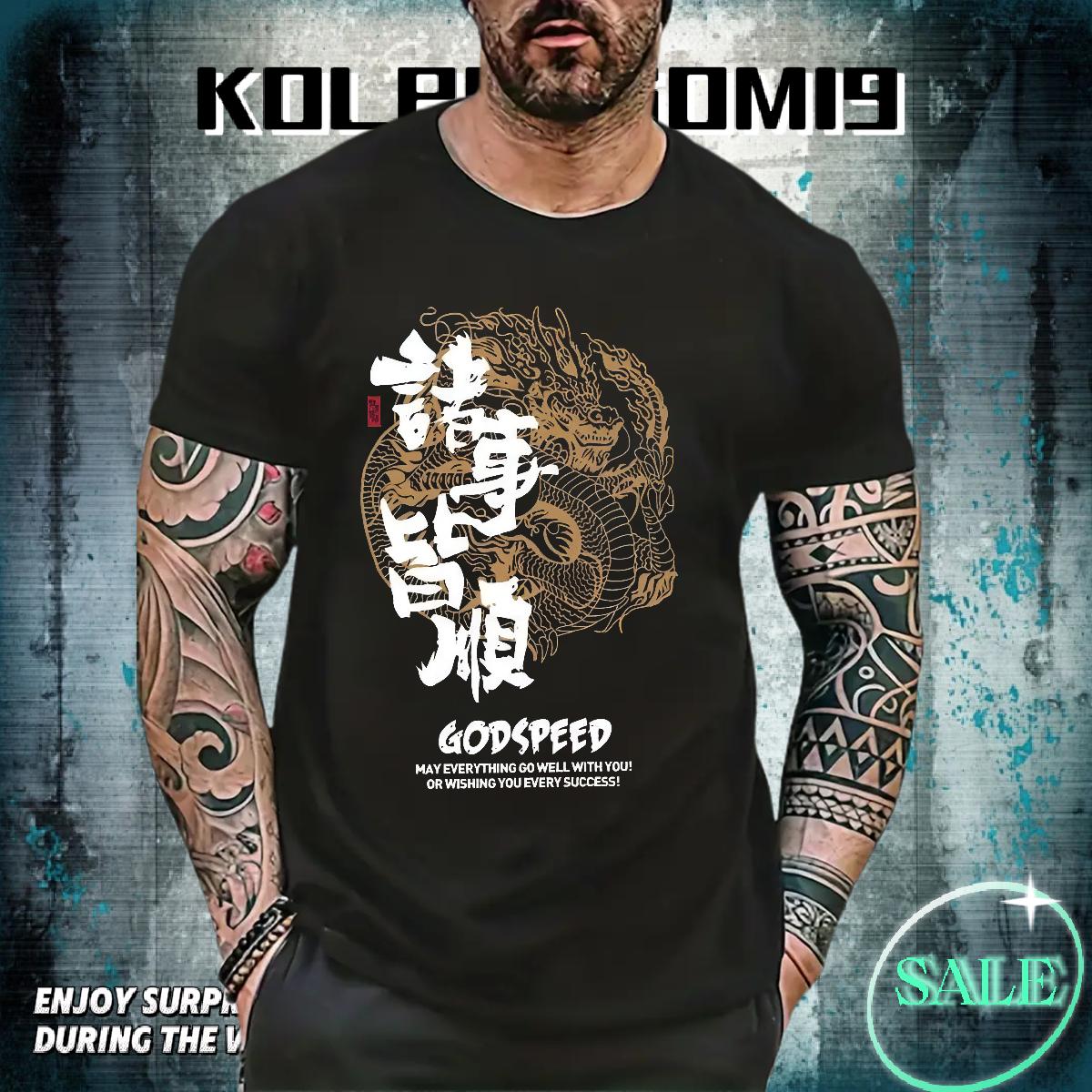 Cool T shirt Sports Casual Crew Neck Cotton Mens Tshirts New Cartoon Print Clothes