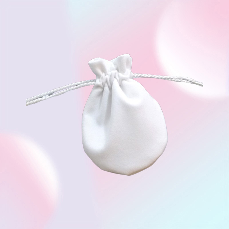 White Jewelry Velvet Pouches Bag For P Charms Beads Sterling Silver Bracelet Womens Pendant Necklace Packaging Gift bags