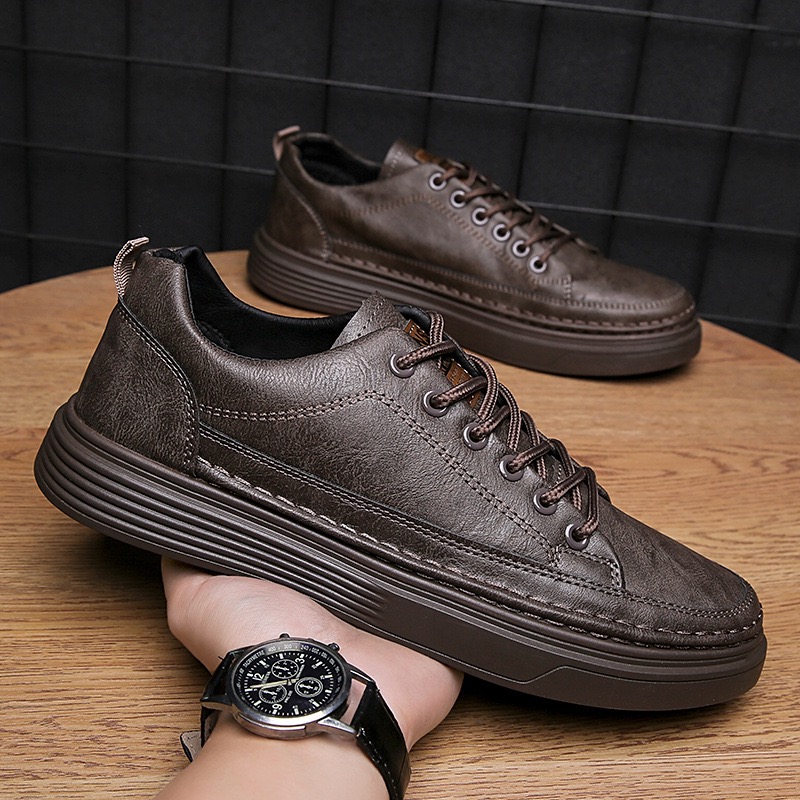 Brown new style Leather Casual Shoes Luxury Outdoor Sneakers Low Top Sneaker Flat Heel Casual shoe hotsale trade