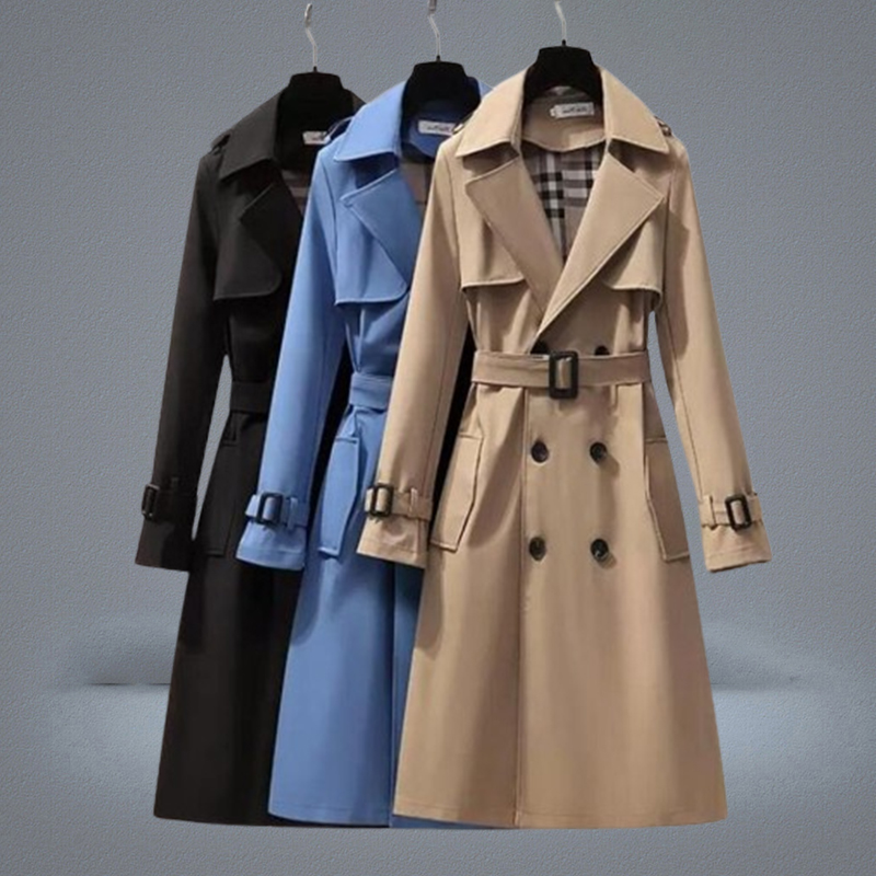 S4XL Autumn Fashion Elegant Belt Coat Women Loose Midlength Windbreaker Female Casual Long
