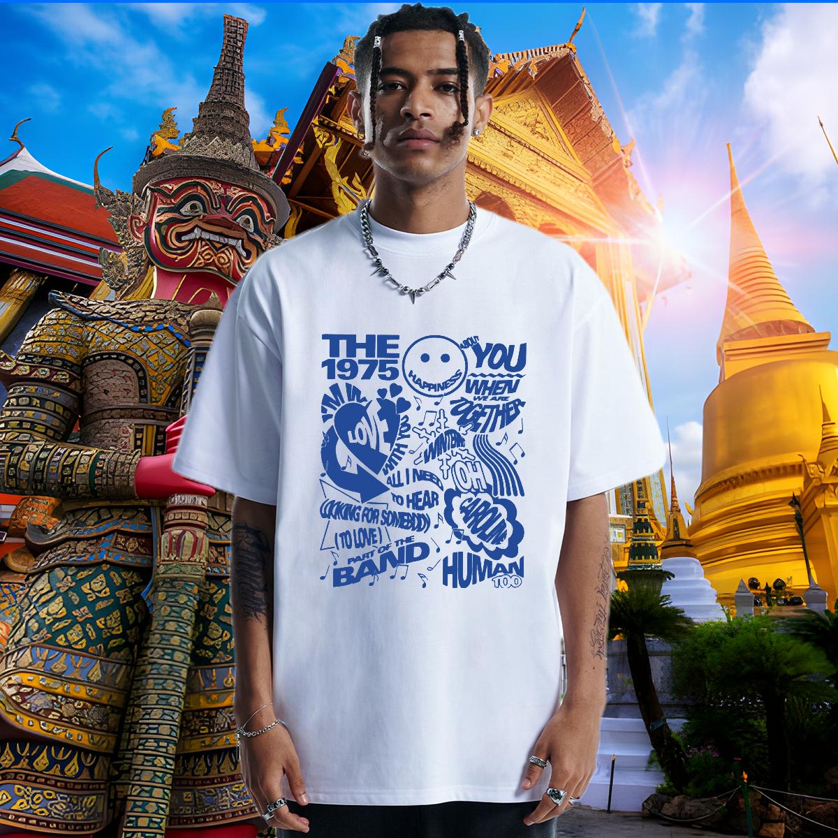 5A T-Shirts for Men Street Cotton Breathable Soft Men Tops Tees DIY Customized Cartoon Printing S-3XL Tees Shirts