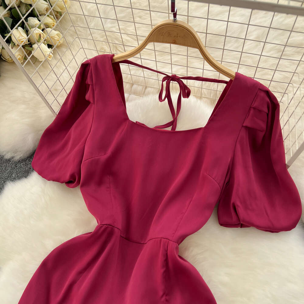 French style elegant dress for women with reduced age bubble sleeves slim fit medium length gentle style fishtail skirt formal dress skirt