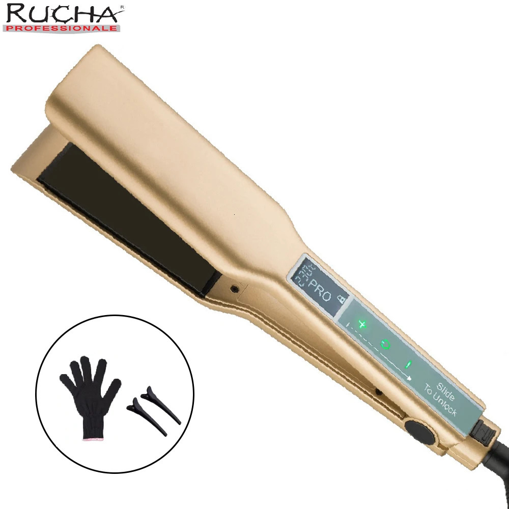 RUCHA Hair Flat Iron Touch Screen Wide Plate Brazilian Keratin Treatment Hair Straightener MCH Fast Heanting 240603