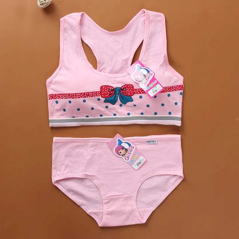 Camisole Camisole Girls Bra Set Cotton Underwear Bra Set ren Pure Cotton Wrapped Chest 8-14Y Teenage Girls Clothing WX5.31