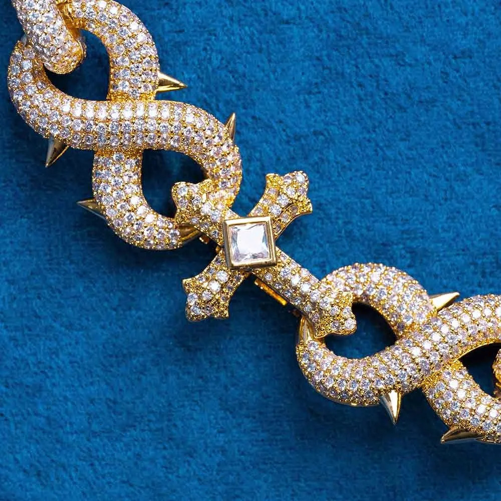 16mm Hip Hop Jewelry Micro Pave Detachable Spiked Infinity Mixed Cross Bracelet Latest Bling Ice Out Number 8 240530