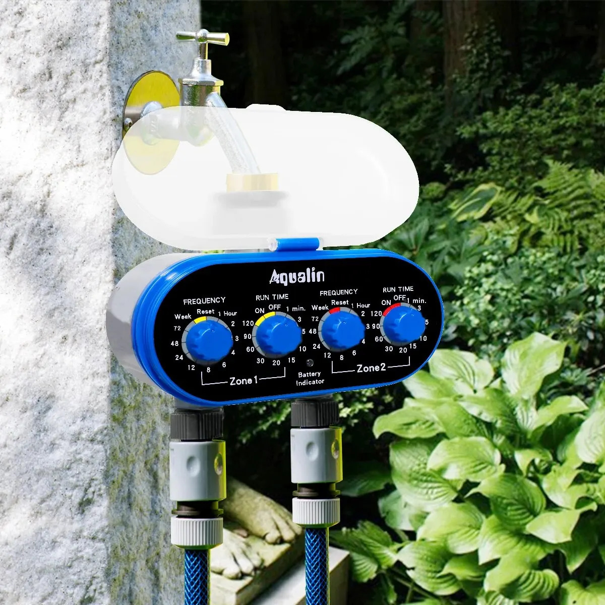 Ball Two Outlet Automatic Watering Four Dials Water Timer 0 Pressure Garden Irrigation Controller for Garden Yard 240530bj