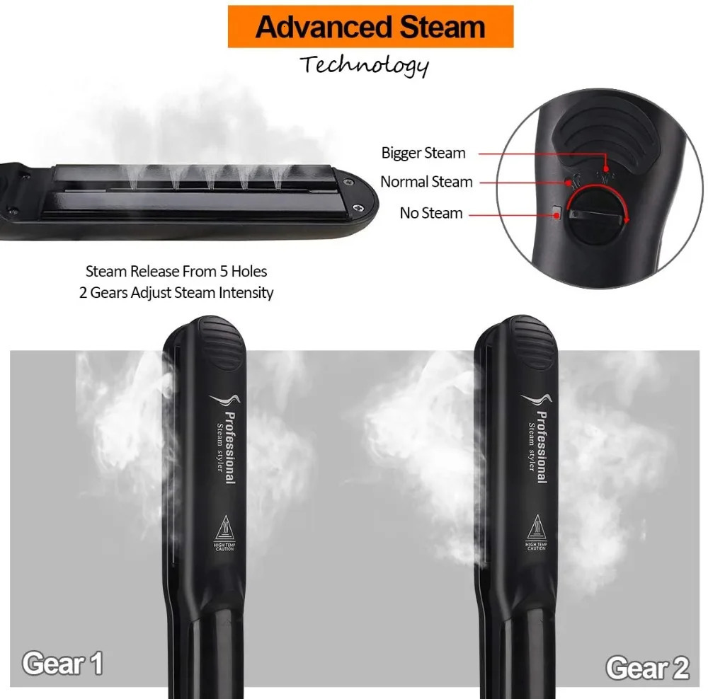 Hair Straightener Professional 6 Gear Temperature Hair Curler Steam Flat Iron Hair Straightening Tourmaline Ceramic Hair Styling 240603