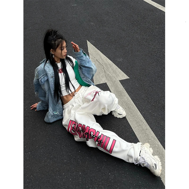 MEXZT Y2K Oversized Sweatpants Women Streetwear Letter Print Wide Leg Pants Harajuku Korean Baggy Joggers Casual Sports Trousers 240524
