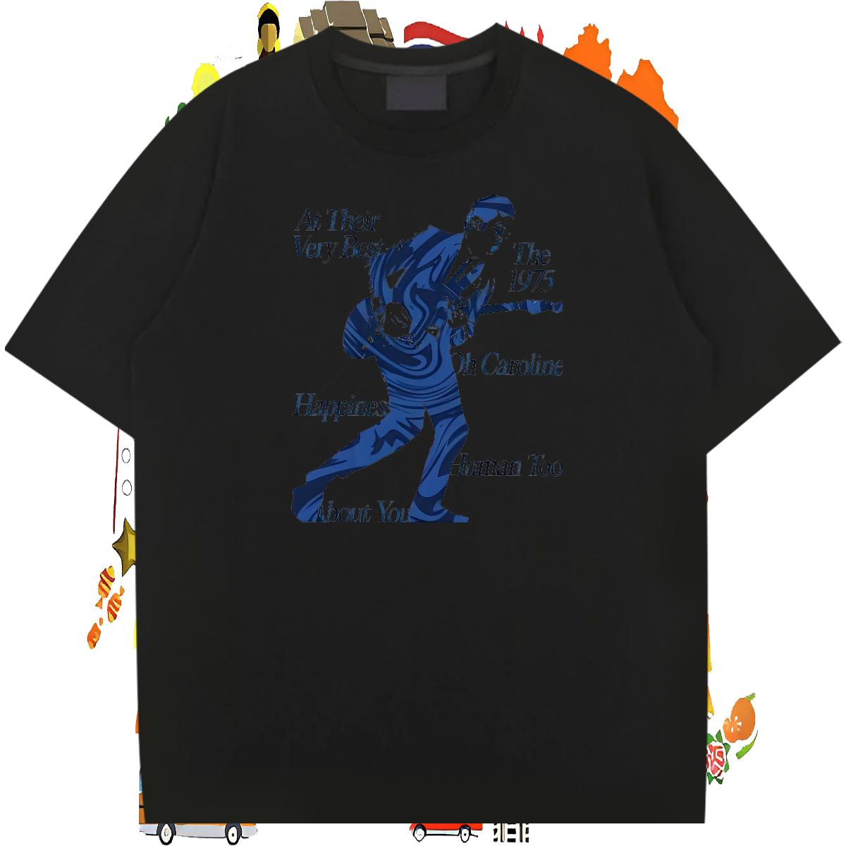 Fashion Designer T-Shirts Black Oversized Men Tees High Street Hip Hop Crew Neck Cotton Breathable 5A Tshirts
