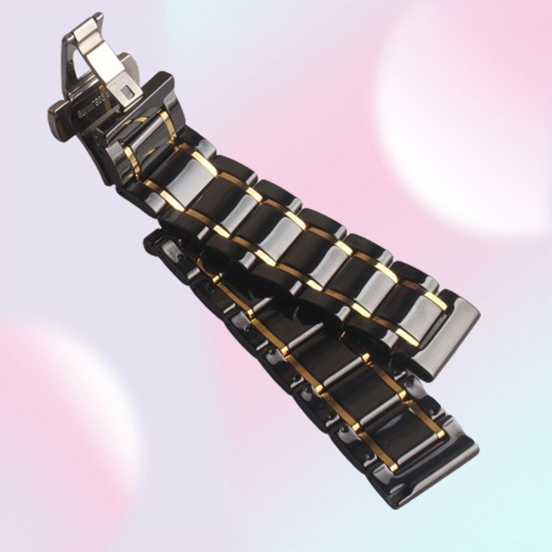 20mm 21mm 22mm 23mm 24mm Ceramic Watchbands STRAP High Quality Watch accessories Black with gold for smart Watch mens women releas
