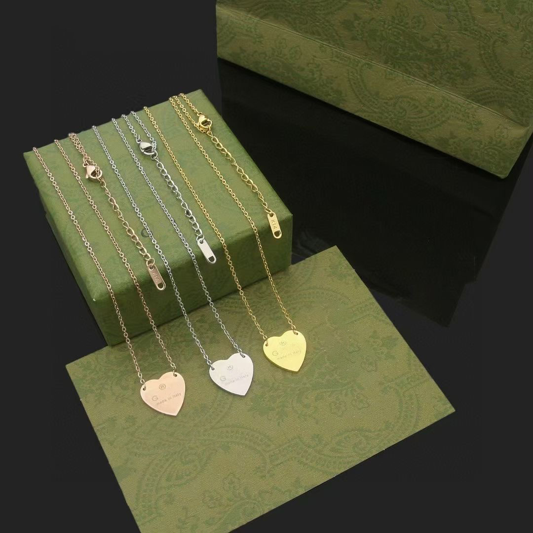 gg necklace fashion designer necklace for woman heart love necklaces rings earrings G letter titanium steel urious high quality jewellery Valentines Day gift 861