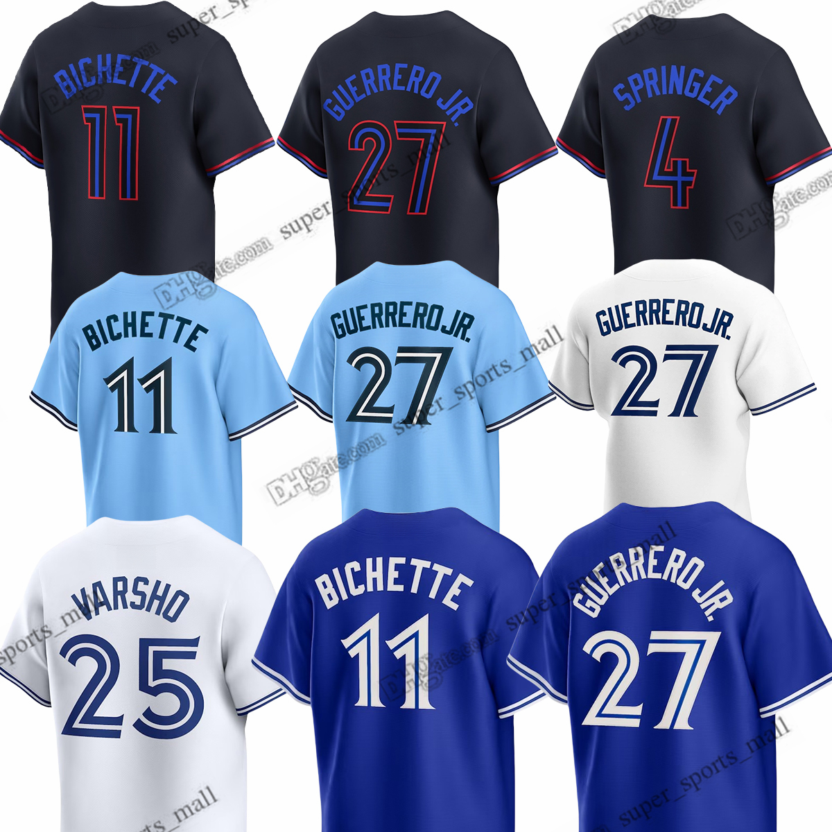 Custom S-6XL 27 Vladimir Guerrero Jr. Baseball Jersey 11 Bo Bichette 25 Daulton Varsho Cavan Biggio Ernie Clement Ryan Burr Genesis Cabrera Yimi Garcia