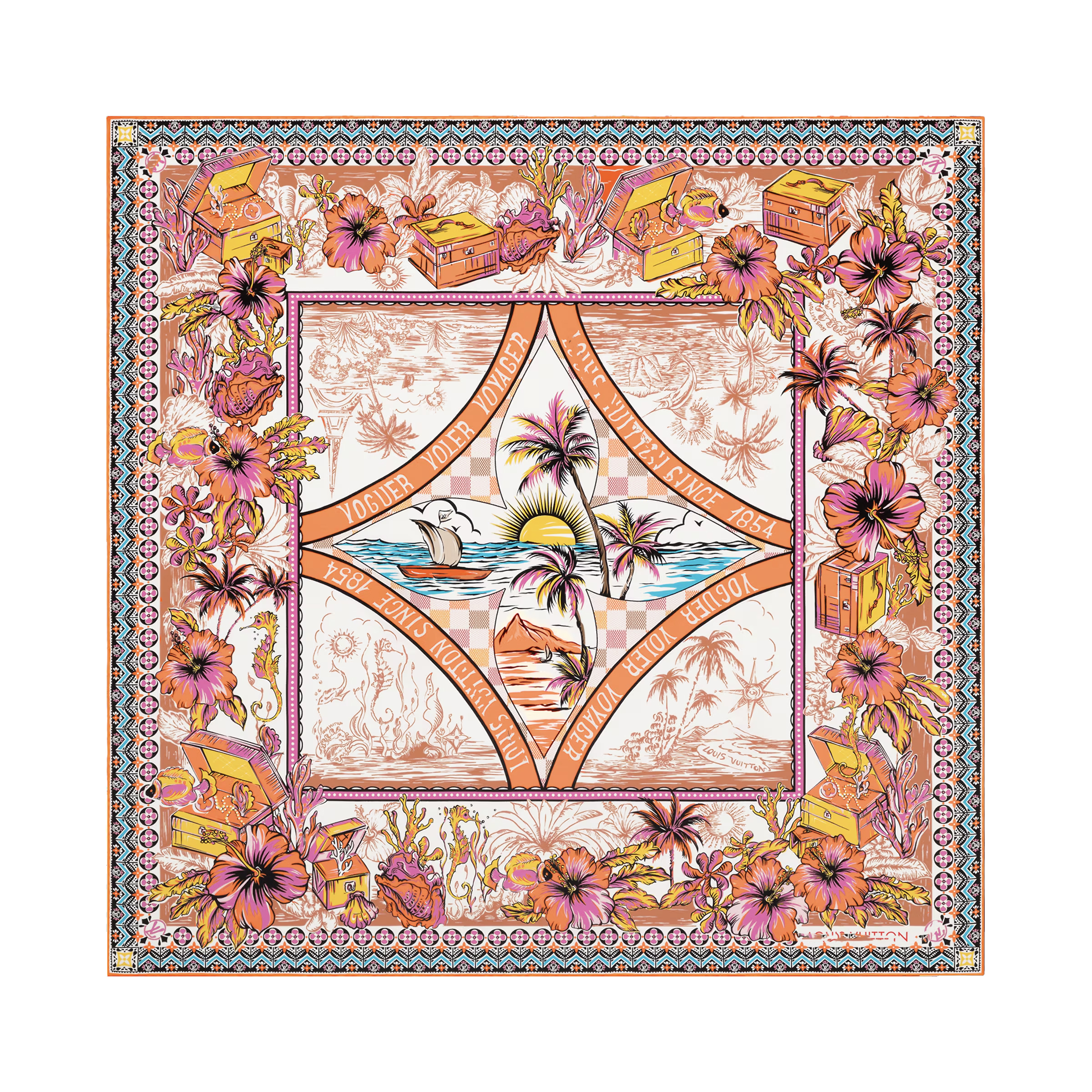 M90617 Silk Scarves Luxury silk scarfs for Ladies Designer Scarf Fashion Headscarf Women Floral alphabet design Letter Print Shawls Island Square 90