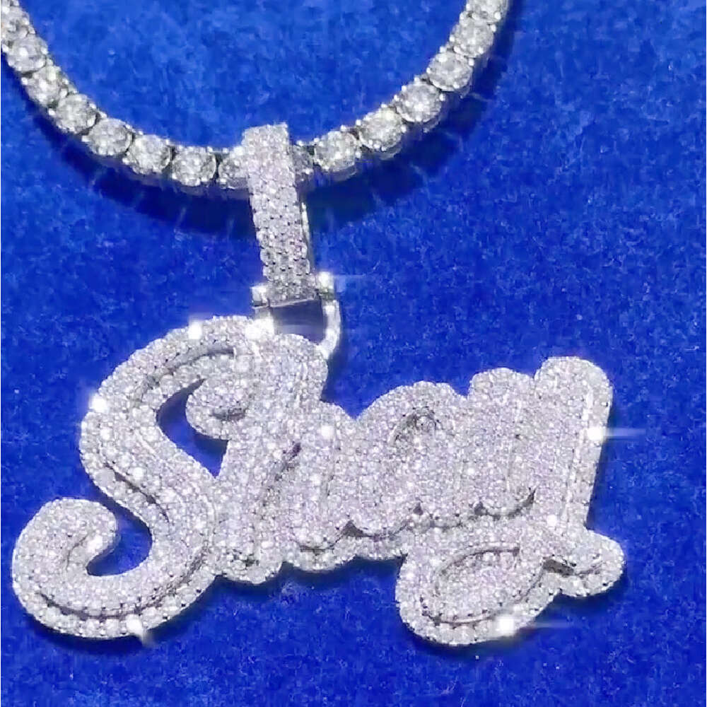 Custom Letter Pendant Necklace VVS Diamond Moissanite Custom Letter Pendant With Iced Out Chain