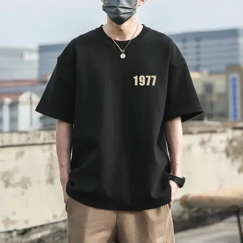 1977 Men Tshirts 100%Cotton Retro Streetwear Short Sleeve Tees 260g High Quality T-shirt NO. Printed Women Tshirts 240530