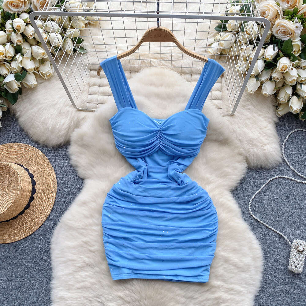 Pure desire dress womens scheming pleated waist slimming and sexy short skirt with elastic mesh suspender trendy skirt