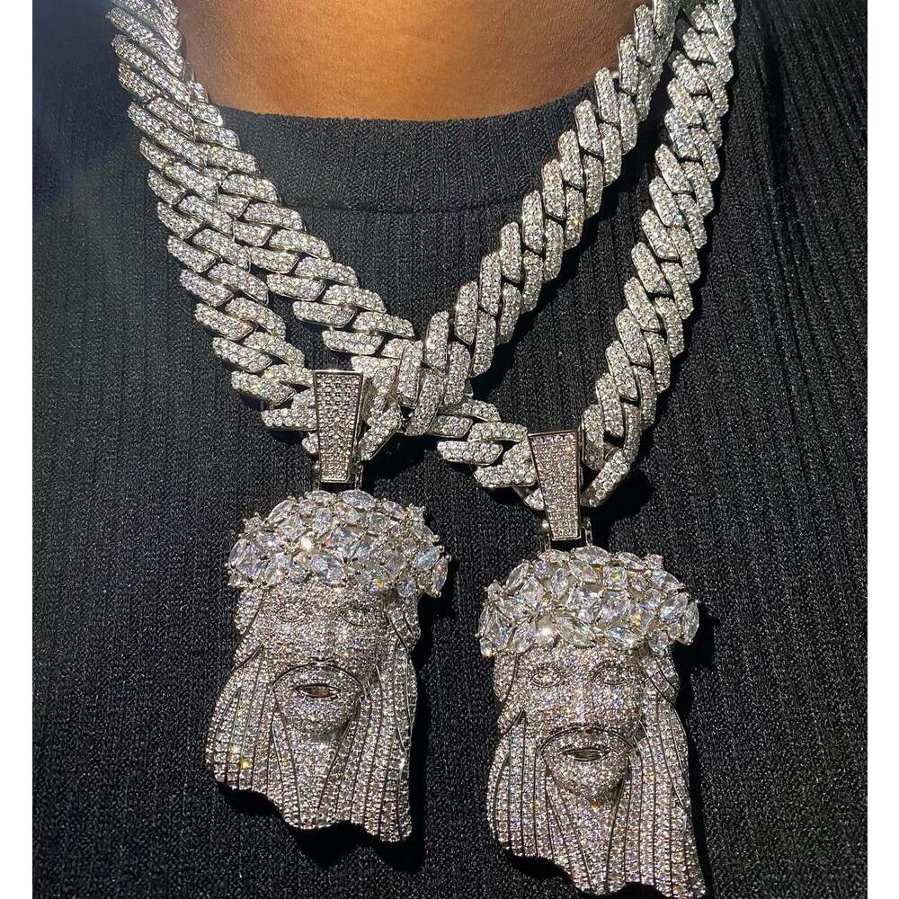 Iced out Big Jesus Moissanite Pendant Diamond Micro 925 Silver Jesus pendant Passes Diamond Tester Religious Jesus Pendant