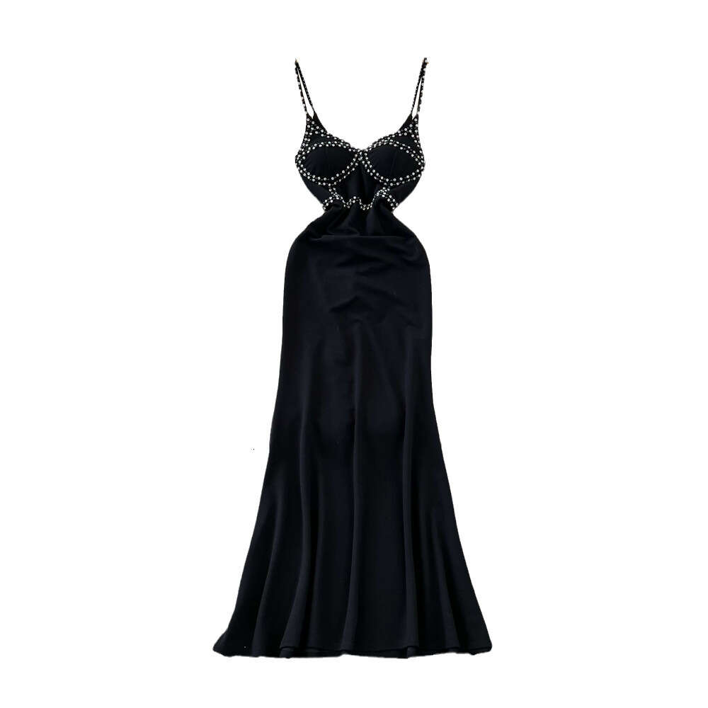 High end evening dress female socialites temperament sexy diamond embellishment strapless waist slimming suspender fishtail host dress