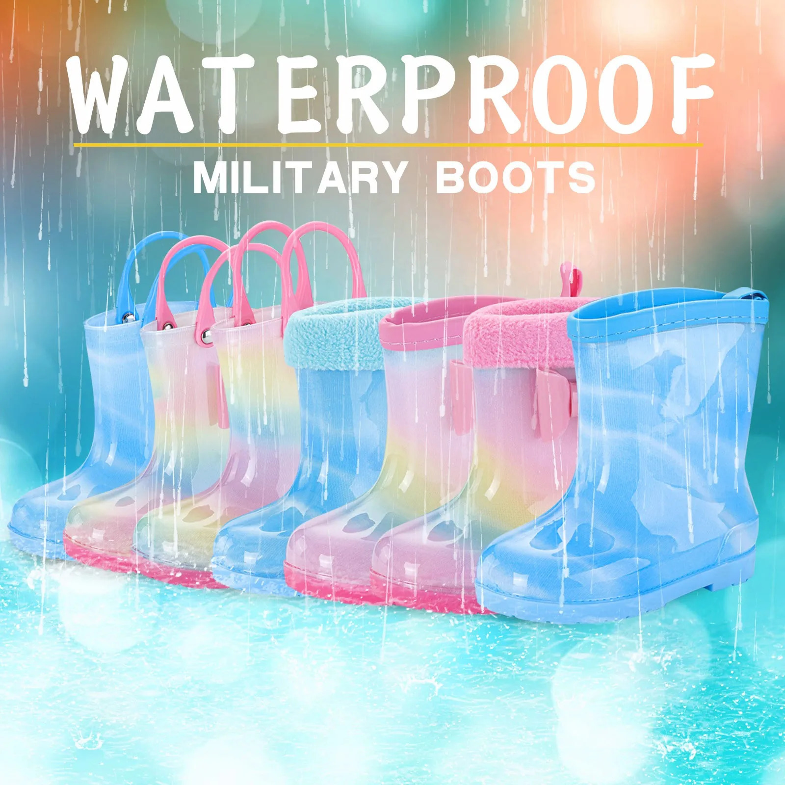 PVC Rubber High Quality Children Rainboots Waterproof Baby Boys Girls Water Shoes Lightweight NonSlip Rain Boots Kids botas 240603
