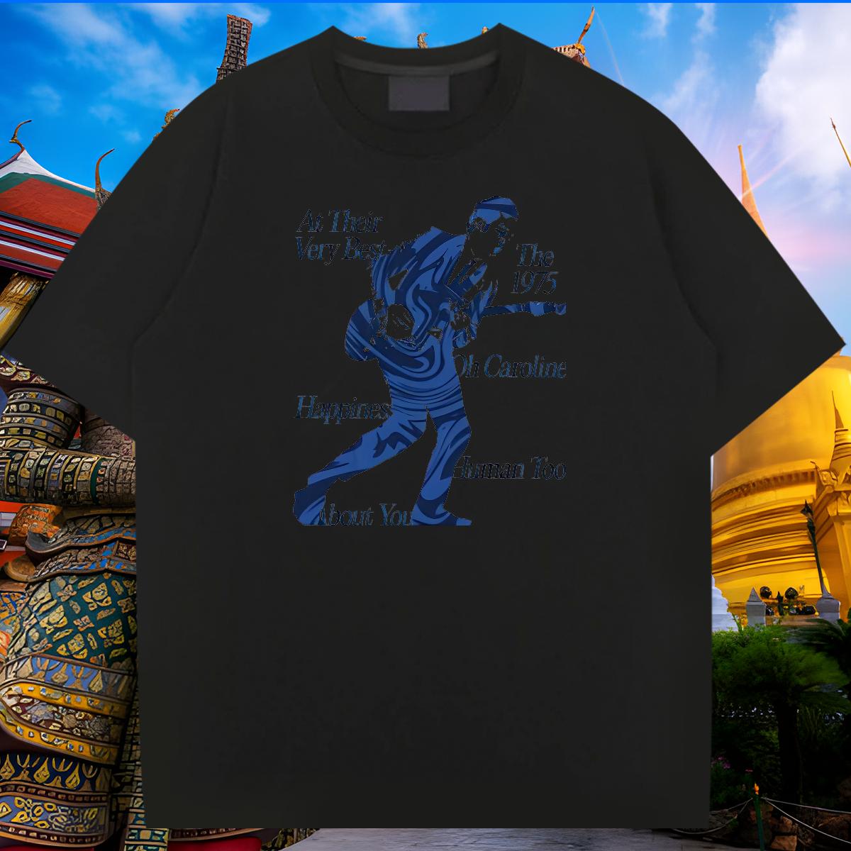 2024 New T Shirts Men Black White Mens Tshirts High Street Hip Hop Breathable Short Sleeve Popular Tees