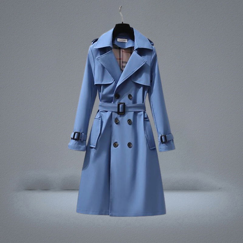 S4XL Autumn Fashion Elegant Belt Coat Women Loose Midlength Windbreaker Female Casual Long