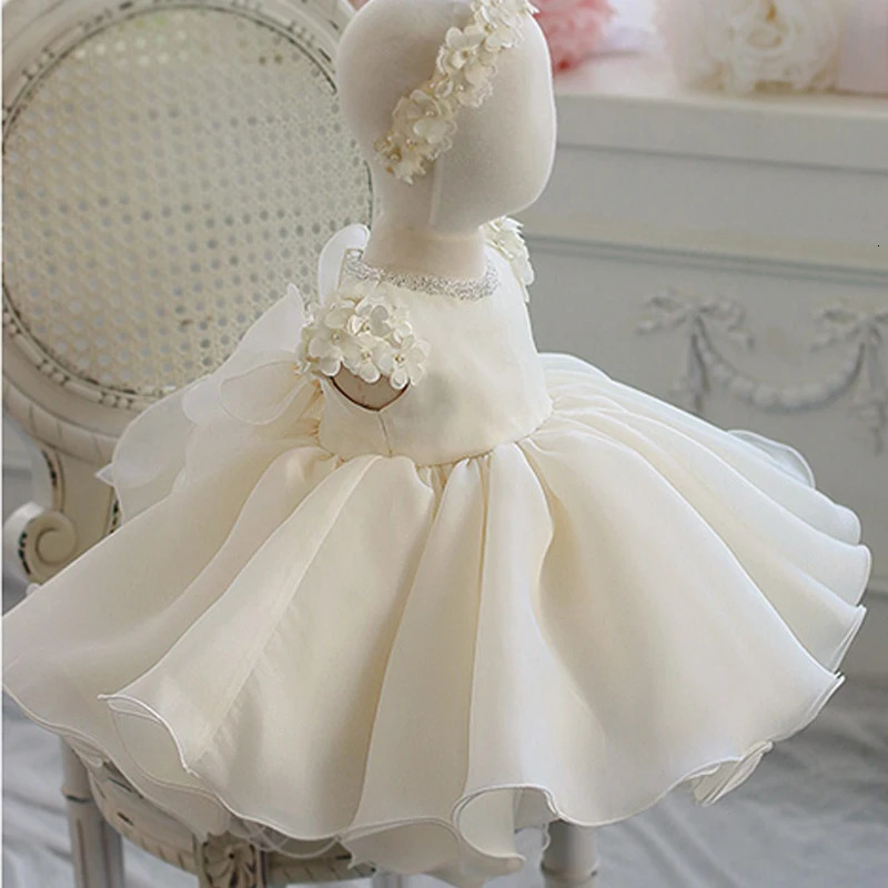 Baby Girl Dress Lace Beading Appliques Baptism Dress for Girls 1st Year Birthday Party Wedding Christening Baby Infant Clothing 240603